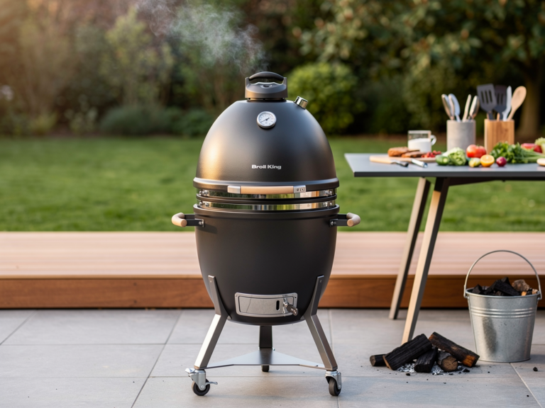 Broil King Keg 5000 Holzkohle Smoker detailreiche Nahaufnahme mit Temperaturregler