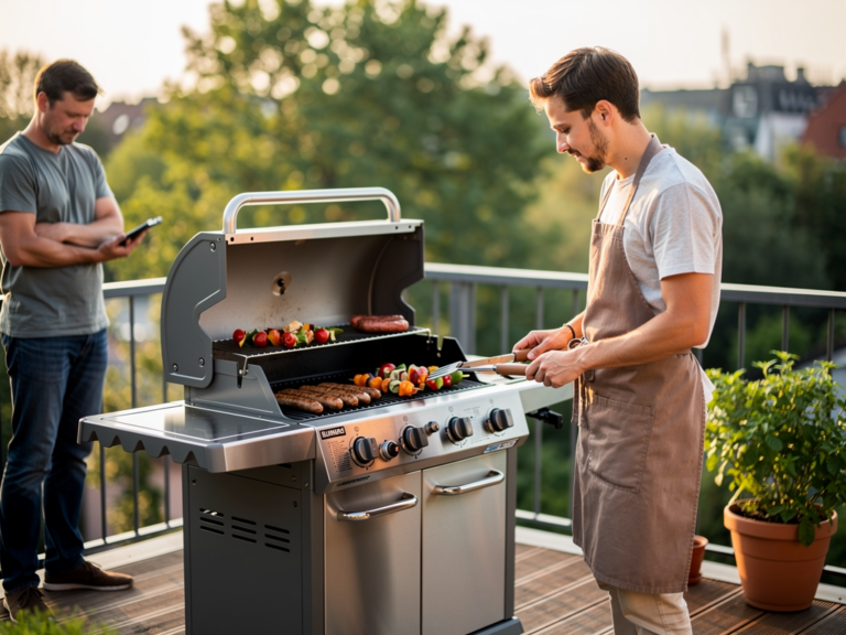 Burnhard Earl 3-Brenner Gasgrill auf Terrasse im praktischen Grillanfänger-Test