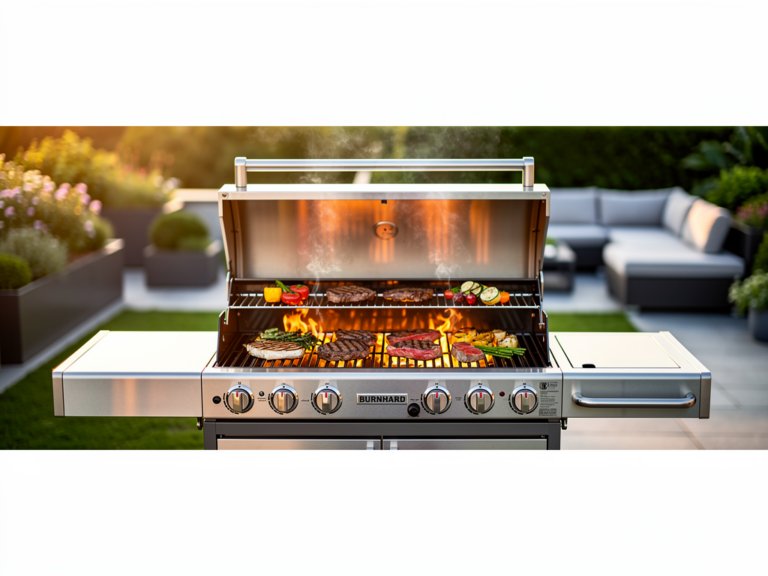 Burnhard Fred Deluxe 2023 Gasgrill mit Edelstahlgehäuse und integriertem Heckbrenner