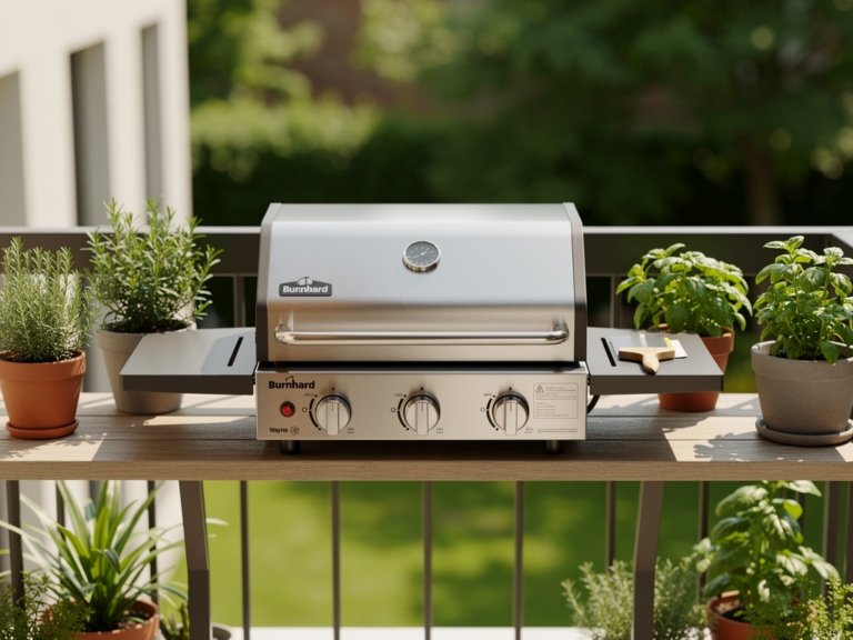 Burnhard Wayne kompakter Gasgrill ideal für Balkon und Kleingarten mit wenig Platz