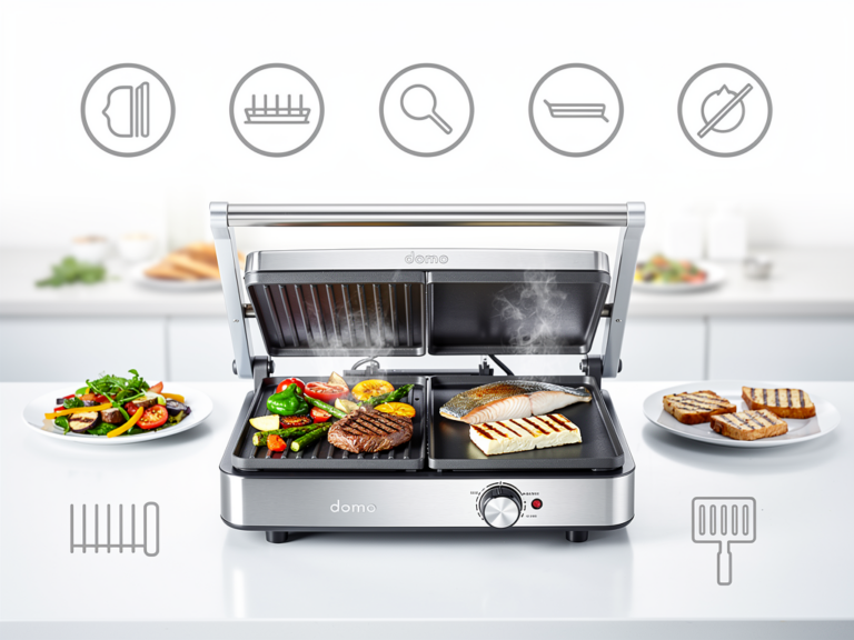Domo DO9004G flexibler 2-in-1 Kontakt- und Tischgrill mit wechselbaren Platten