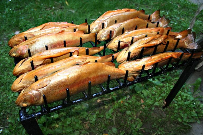 Frisch geräucherter Fisch im Smoker mit aromatischer Holzwürzung