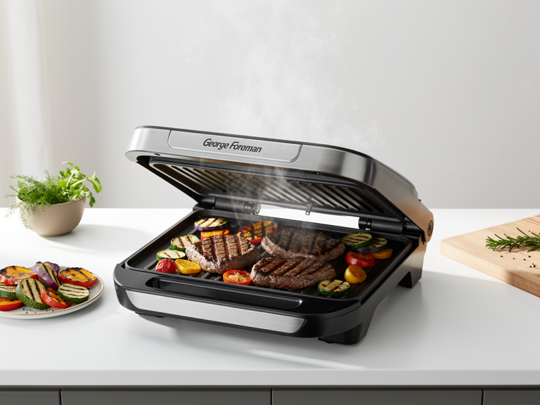 George Foreman Elektrogrill Modell 22460-56 beim Grillen auf Balkon und Terrasse