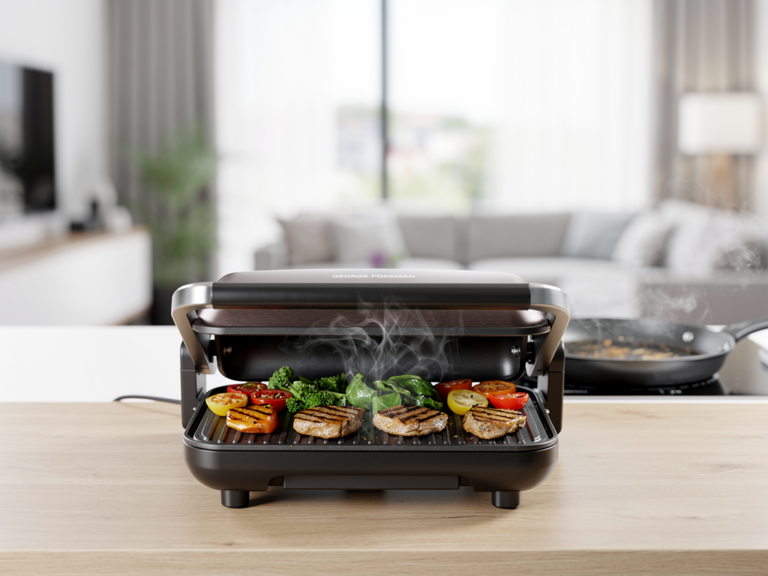 George Foreman Smokeless Test zeigt rauchfreies Grillen in der Wohnung praktisch