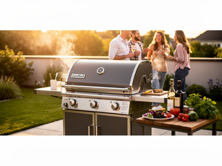 Grandhall Xenon 4.0 Holzkohle Grill mit klappbaren Seitentischen und Holzkohlebox