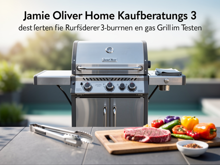 Jamie Oliver Home 3-Brenner Gasgrill in mintgrün mit praktischen Brennern und Seitenbrenner