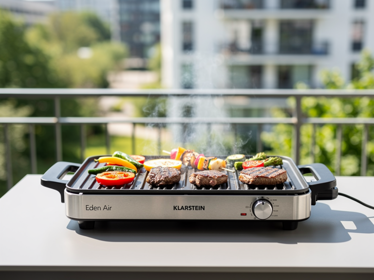 Klarstein Eden Air Elektrogrill mit effektiver Abzugshaube für raucharmes Grillen