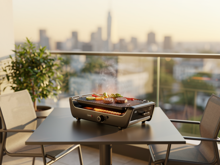 Klarstein Porterhouse Elektrogrill kompakt leistungsstark ideal für Balkonfreunde