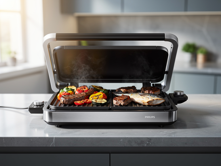 Philips HD4419/20 Tischgrill kompakt mit gleichmäßiger Bratleistung und Aromaversiegelung