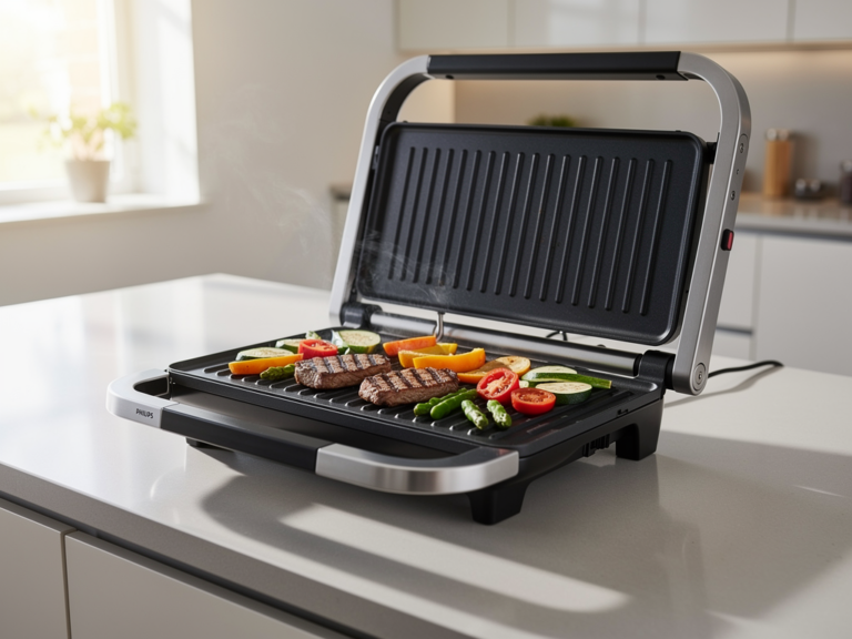 Philips HD6321 20 Elektrogrill mit zweiseitigen Grillplatten und einfacher Reinigung
