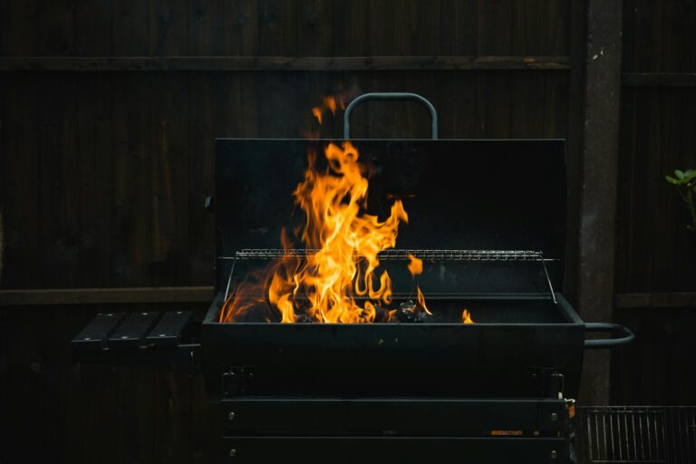 Rösle Gasgrill mit unregelmäßigen Flammen und typischen Problemursachen sichtbar