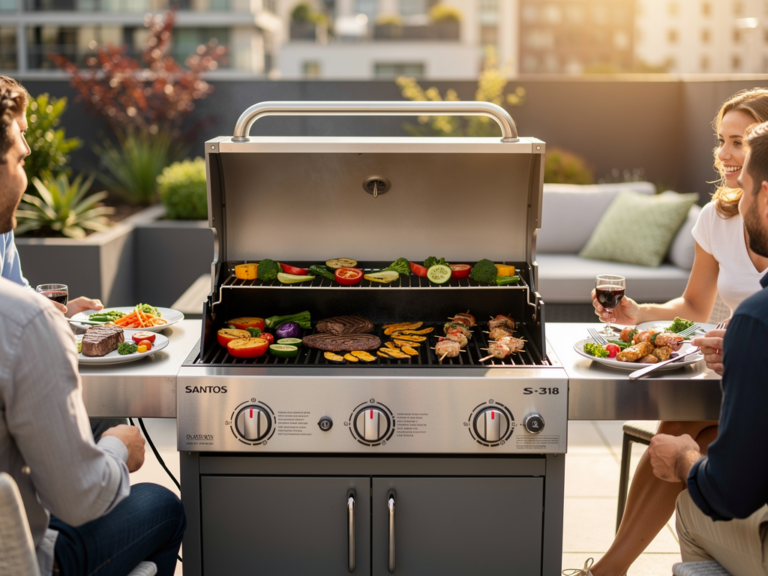 Santos S-318 Gasgrill im Alltagseinsatz mit robuster Edelstahlverarbeitung und Temperaturkontrolle