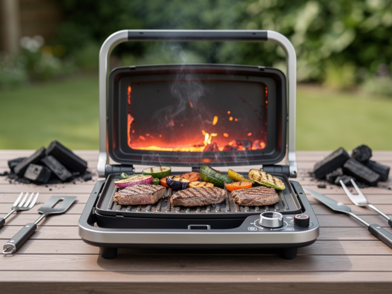 Tefal OptiGrill Elite mit Holzkohlezubehör und authentischen Grillspuren