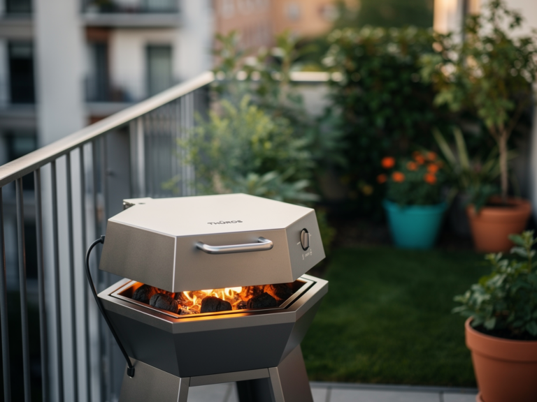 Thüros T1 Holzkohlegrill aus Edelstahl für Balkon und kleinen Garten im Praxistest