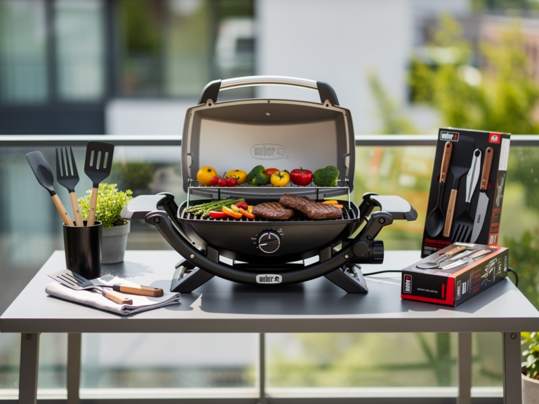 Weber Q 2400 Elektrogrill auf Balkon mit großem Grillrost im Praxistest