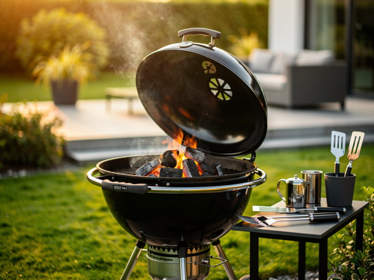 Weber Master-Touch GBS E-5755 Kugelgrill mit großem Grillrost im Garten